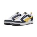 Sneaker PUMA "Rebound V6 Low Sneakers Erwachsene" Gr. 36, new navy sunny gelb weiß blau, Schuhe