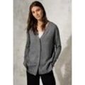 Cardigan CECIL Gr. L (42), flint grau melange, Damen, 37% Baumwolle, 34% Polyacryl, 26% Polyester, 3% Elasthan, unifarben, Strickjacken, mit V-Ausschnitt