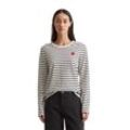 Langarmshirt MARC O'POLO "aus Organic-Cotton-Stretch-Jersey", Damen, Gr. L, schwarz, Obermaterial: 95% Baumwolle, 5% Elasthan, gestreift, Basic, regular fit, Rundhals, Shirts