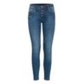 Röhrenjeans PULZ JEANS "Rhrenjeans PZRosita" Gr. 26, N-Gr, blau (medium blau denim), Damen, Jeans, Obermaterial: 89% Baumwolle CO. 9% Polyester PES. 2% Elasthan EL., unifarben, Jeans