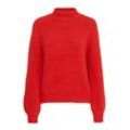 Strickpullover B.YOUNG "Strickpullover BYMILLER SHORT JUMPER -", Damen, Gr. L, rot (haute rot melange), Grobstrick, Obermaterial: 64% Polyacryl PAN recyc.. 28% Polyacryl PAN. 5% Wolle WO. 3% Alpaka WP., unifarben, casual, normal, ohne Ausschnitt, Langarm, Pullover