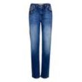 Röhrenjeans PULZ JEANS "Rhrenjeans PZKarolina" Gr. 28, Länge 32, blau (medium blau denim), Damen, Jeans, Obermaterial: 92% Baumwolle CO. 6% Elastodien ED. 2% Elasthan EL., unifarben, Jeans