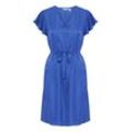 Sommerkleid B.YOUNG "Sommerkleid BYItilda", Damen, Gr. 34, N-Gr, blau (surf the web), Obermaterial: 61% Viskose CV. 39% Polyester PES., unifarben, casual, regular fit Midi, V-Ausschnitt, Kleider