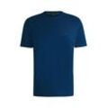 T-Shirt BOSS GREEN "Tee", Herren, Gr. L, blau (open blau494), Single Jersey, Obermaterial: 95% Baumwolle, 5% Elasthan, unifarben, casual, regular fit, Rundhals, Kurzarm eng eingefasste Kante, Shirts, mit gummiertem Kontrast-Logo