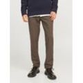 Chinos JACK & JONES "JPSTMARCO JJCONNOR A" Gr. 30, Länge 32, braun (falcon), Herren, Web, Obermaterial: 68% Polyester, 28% Viskose, 4% Elasthan, unifarben, Hosen