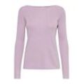 Strickpullover PULZ JEANS "Strickpullover PZSara", Damen, Gr. L, lila (lavender frost melange), Feinstrick, Obermaterial: 80% Viskose LENZINGu00bf ECOVEROu00bf CV LenzEcov. 20% Polyester PES., meliert, casual, hüftlang, Rundhals, Langarm, Pullover