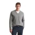 V-Ausschnitt-Pullover MARC O'POLO "aus Bio-Baumwolle", Herren, Gr. L, grau, Obermaterial: 100% Baumwolle, unifarben, casual, V-Ausschnitt, Pullover