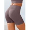 Funktionsshorts LASCANA "Po Push Up", Damen, Gr. XS (32/34), N-Gr, braun, Rippware, Obermaterial: 91% Polyamid, 8% Elasthan, 1% Polyester, unifarben, sportlich, figurbetont ca. Mitte Oberschenkel, Hosen, mit Rippstruktur und Shapingeffekt, Sportshorts