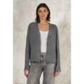 Cardigan CECIL Gr. L (42), flint grau melange, Damen, 37% Baumwolle, 34% Polyacryl, 26% Polyester, 3% Elasthan, unifarben, Strickjacken, mit V-Ausschnitt