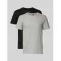 Slim Fit T-Shirt mit Logo-Stitching im 2er-Pack