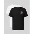 Slim Fit T-Shirt mit Logo-Stitching im 2er-Pack