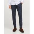 Chinos JACK & JONES "JPSTMARCO JJHENRY CHINO SN" Gr. 31, Länge 32, blau (navy blazer detail:herringbone), Herren, Web, Obermaterial: 72% Baumwolle, 17% Polyester, 9% Viskose, 2% Elasthan, meliert, Hosen