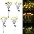 4 Stück dekorative Solar-Gartenleuchten, 8 LED-Außen-Solar-Glühwürmchen-Lichter, Solaraufladung, Gartendekoration, wasserdichte Lampen für Terrasse,