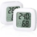 Lablanc - 2er-Pack hochpräzises Mini-Digital-Hygrometer-Thermometer mit Schalter, ℃/℉ umwandelbar, geeignet für Wohnzimmer und Babyzimmer (weiß)