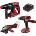 Einhell - Power X-Change Akku-Werkzeug-Set (Akku-Winkelschleifer te-ag 18/115-2 Li, Akku-Schlagbohrschrauber te-cd 18/48 Li-i, Akku-Bohrhammer te-hd