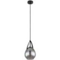 Globo - Pendellampe Hängeleuchte Esszimmerlampe, Moderne Pendelleuchte, Lampenschirm in Rauchglas Optik, Metall, schwarz, matt, 1x E27 Fassung, DxH