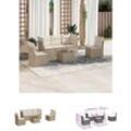 6-tlg. Garten-Sofagarnitur mit Kissen Beige Poly Rattan - Gartenmöbel-Sets - Beige - The Living Store