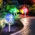 3er Set rgb led Solar Leuchten Steck Lampen Beleuchtungen Glas Kugel Außen Strahler Farbwechsel