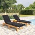 2er Set Gartenliegen Sonnenliegen mit Auflagen Relaxliegen für Garten, Balkon und Terrrasse Poly Rattan Massivholz Akazie DE53666 Maisonchic