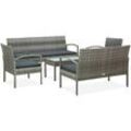 Vidaxl - 5-tlg. Garten-Lounge-Set mit Auflagen Poly Rattan Grau