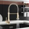 Suguword - Küchenarmatur, Spring Wasserhahn Küche mit Pull Down Sprüher Brause, 2 Sprühmodi High Arc Einhebel Pültisch Mischbatterie,Gold