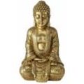 Boltze Gruppe - Wohndekoration Buddha Figur Wohnzimmer Dekofigur, Skulptur Asiatisch, Kunstharz gold, LxBxH 12x10x20 cm