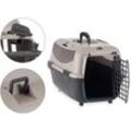 Tragbare Transportbox für Haustiere von Well Home in Anthrazit, ideal für Hunde und Katzen, 48 x 31,5 x 31 cm