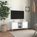 TV-Schrank, TV-Lowboard, tv Möbel, Fernsehschrank Moderner Stil mit Massivholz-Beinen Weiß 103,5x30x50 cm NMKS37769 MaisonChic