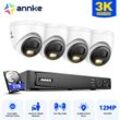 ANNKE 5MP Überwachungskamera Set Aussen,8CH NVR 4×Kamera Intelligente Dual Licht,2 WegeAudio,Nachtsicht, Bewegungserkennung, Videoüberwachungsset