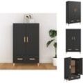 Sideboards - Living Highboard Schwarz 70x31x115 cm Holzwerkstoff - Schwarz