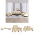 The Living Store - 3-tlg. Sofagarnitur Creme Stoff - Sofas - Creme