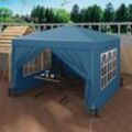 Woltu - Pavillon mit 4 Seitenteilen und 4 Sandsäcke, 3x3m Faltpavillon Gartenpavillon höhenverstellbar, mit Tragetasche, wasserfest stabil UV-Schutz,