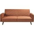 Beliani - 3-Sitzer Sofa Orange Kunstleinen Gesteppt Klappbar mit Schlaffunktion Schmale Armlehnen Hohe Holzbeine Retro Wohnzimmer Schlafsofa Sofabett