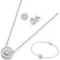 Kette mit Anhänger GIORGIO MARTELLO MILANO "3-teiliges Zirkonia Schmuckset, Silber 925", silber, Halsketten, Damen, Onesize, Silber 925 (Sterlingsilber)