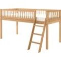 Spielbett HOME AFFAIRE Betten Gr. Liegefläche B/L: 90cm x 200cm H: 114cm, kein Härtegrad, ohne Matratze, braun (eiche natur geölt, eiche geölt) Baby aus massiver Eiche LF 90x2000cm, RR, Leiter u. Absturzschutz