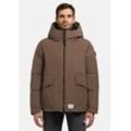 Winterjacke KHUJO "Gero-YM", Herren, Gr. L (52), grau (taupe), Material: 85% Polyester, 15% Baumwolle, Futter: 100% Polyester, Wattierung: 100% Polyester, casual, gerade hüftbedeckend, Langarm Ärmel ohne Ärmelschlitz normaler Saum, Jacken, Warme Herren Outdoorjacke mit Kapuze