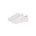 Plateausneaker TOMMY HILFIGER "ESSENTIAL CHIC COURT SNEAKER", Damen, Gr. 35, weiß, Leder, Lederimitat, sportlich, Schuhe, Freizeitschuh, Schnürschuh, Halbschuh mit TH-Schmuckelement