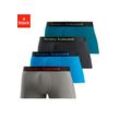 Hipster BRUNO BANANI, Herren, Gr. S, bunt (grau, türkis, schwarz, petrol), Jersey, Obermaterial: 95% Baumwolle, 5% Elasthan, unifarben, körpernah, Unterhosen, knapp sitzende Boxershorts mit Logo Webbund aus Baumwollmischung