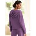 Hoodie FRENCH CONNECTION Gr. 32/34, lila, Damen, Obermaterial: 55% Viskose (LENZING ECOVERO), 40% Polyester, 5% Elasthan, unifarben, Sweatshirts, mit V-Ausschnitt und breitem Kragen, Loungewear