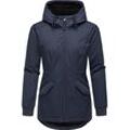 Winterjacke RAGWEAR "Dowey Warm Rain", Damen, Gr. L (40), blau (navy), Obermaterial: 100% Polyester, Innenfutter: 100% Polyester, Wattierung: 100% Polyester, Basic, figurumspielend Po-bedeckend, hoch geschlossener Ausschnitt, Jacken, Wasserdichte Damen Jacke für den Winter