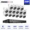 Annke 16CH 5MP Super hd Videosicherheitssystem H.265+ 8MP dvr mit 16PCS 5MP wetterfesten Überwachungskameras Kits PIR-Erkennung - ohne Festplatte