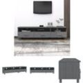 The Living Store TV-Schrank hamar Dunkelgrau 158x40x40 cm Massivholz Kiefer - TV-Möbel - Grau