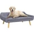 Pawhut - Hundesofa Katzensofa mit Rückenlehne, Hundecouch mit Holzbeine, Haustiersofa mit Kissen, Hundebett für mittelgroße und große Hunde, Samt,