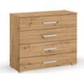 Kommode RAUCH "Sideboard Schubladenkommode Schubkastenkommode KOLUNA Hochglanzfront", braun (eiche artisan), B:93cm H:81,0cm T:42,0cm, Holzwerkstoff, Sideboards, Breite 93 cm mit 4 großen Schubladen für viel Stauraum MADE IN GERMANY