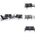 Gartenmöbel-Sets - Living 5-tlg. Garten-Lounge-Set mit Auflagen Aluminium Dunkelgrau - Grau