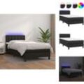 Vidaxl - Betten & Bettgestelle - Living Boxspringbett mit Matratze & led Schwarz 90x190 cm Kunstleder - Schwarz