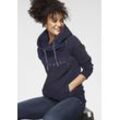 Sweater RAGWEAR "GRIPY BUTTON O STARDUST" Gr. S (36), blau (navy) Damen Sweatshirts mit Statement-Front-Print "We are made of Stardust"