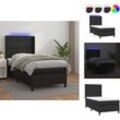 Vidaxl - Betten & Bettgestelle - Living Boxspringbett mit Matratze & led Schwarz 90x190 cm Kunstleder - Schwarz