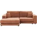 Ecksofa Hellrot Stoff L-förmig 3-Sitzer Sofa mit Liege Chaiselongue Rechtsseitig Wohnzimmermöbel Modern Wohnzimmer Wohnecke Sitzecke