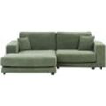 Ecksofa Grün Stoff L-förmig 3-Sitzer Sofa mit Liege Chaiselongue Rechtsseitig Wohnzimmermöbel Modern Wohnzimmer Wohnecke Sitzecke